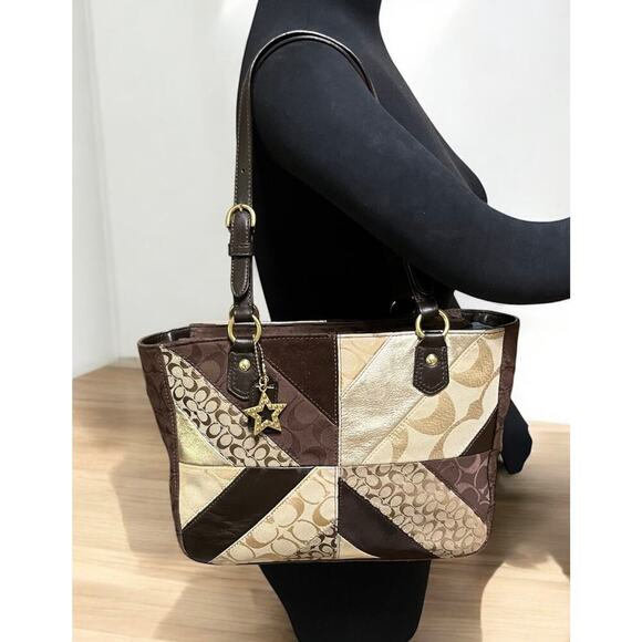 Y2K Coach F17614 Gallery Signature Patchwork Shoulder Bag & F46199 Wristlet - Picture 10 of 14